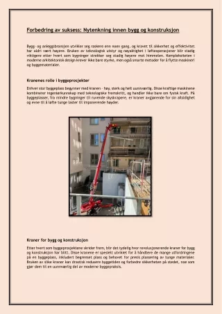 Bygg- og anleggsbransjen utvikler seg raskere enn noen gang, og kravet til sikke