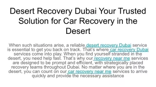 desert recovery dubai your trusted solution