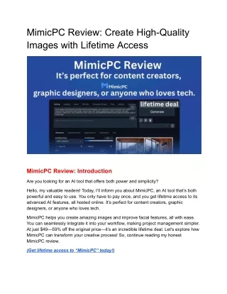 MimicPC Review: Create High-Quality Images with Lifetime Access