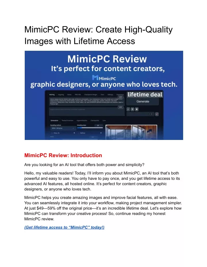 mimicpc review create high quality images with