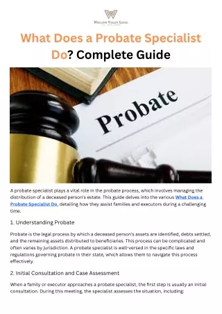 what does a probate specialist do complete guide