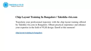 chip layout training in bangalore takshila vlsi
