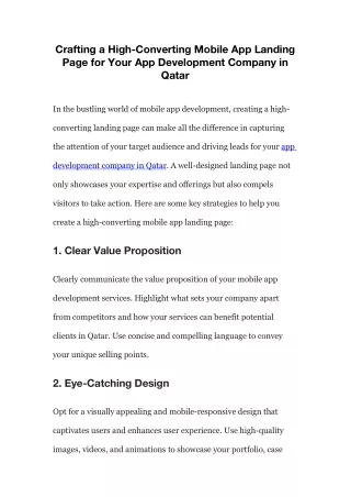 crafting a high converting mobile app landing
