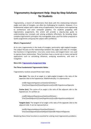 trigonometry assignment help step by step