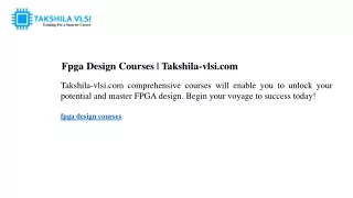 fpga design courses takshila vlsi com