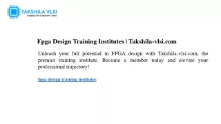 fpga design training institutes takshila vlsi com