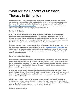 What Are the Benefits of Massage Therapy in Edmonton