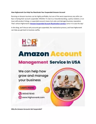 how highonrank can help you reactivate your