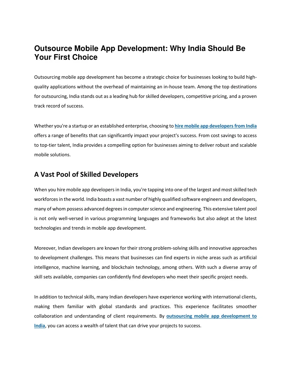 PPT - Outsource Mobile App Development - Why India Should Be Your First ...