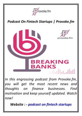 Podcast On Fintech Startups  Provoke.fm