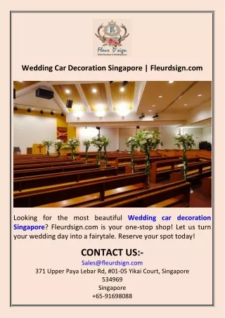 Wedding Car Decoration Singapore  Fleurdsign.com