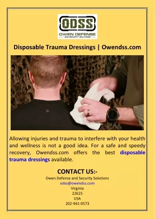 Disposable Trauma Dressings  Owendss.com