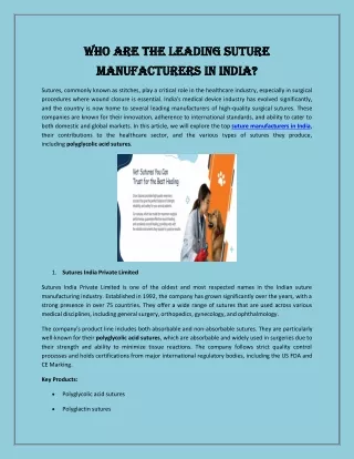 Who Are the Leading Suture Manufacturers in India?