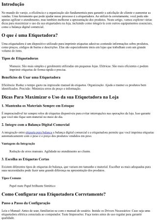 Dicas Para Maximizar o Uso da sua Etiquetadora na Loja