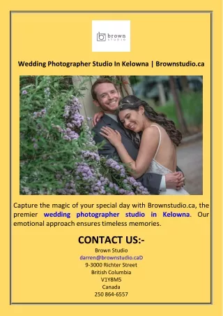 Wedding Photographer Studio In Kelowna  Brownstudio.ca