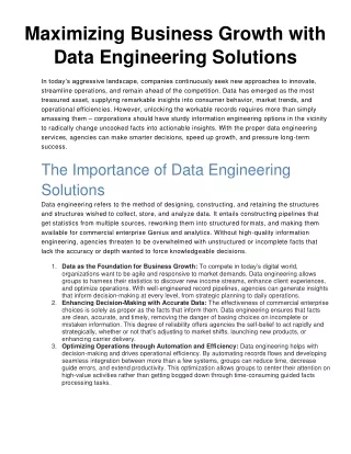 Maximizing Business Growth with Data Engineering Solutions