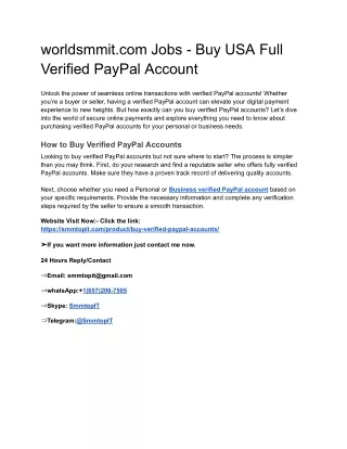 Buy Verified PayPal Accounts - Personal & Business Available