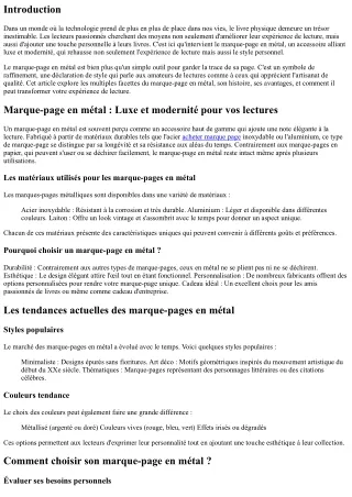 Marque-page en métal : Luxe et modernité pour vos lectures