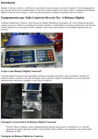 “Equipamentos que Todo Comércio Deveria Ter: A Balanca Digital”
