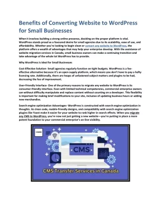 Benefits of Converting Website to WordPress for Small Businesses