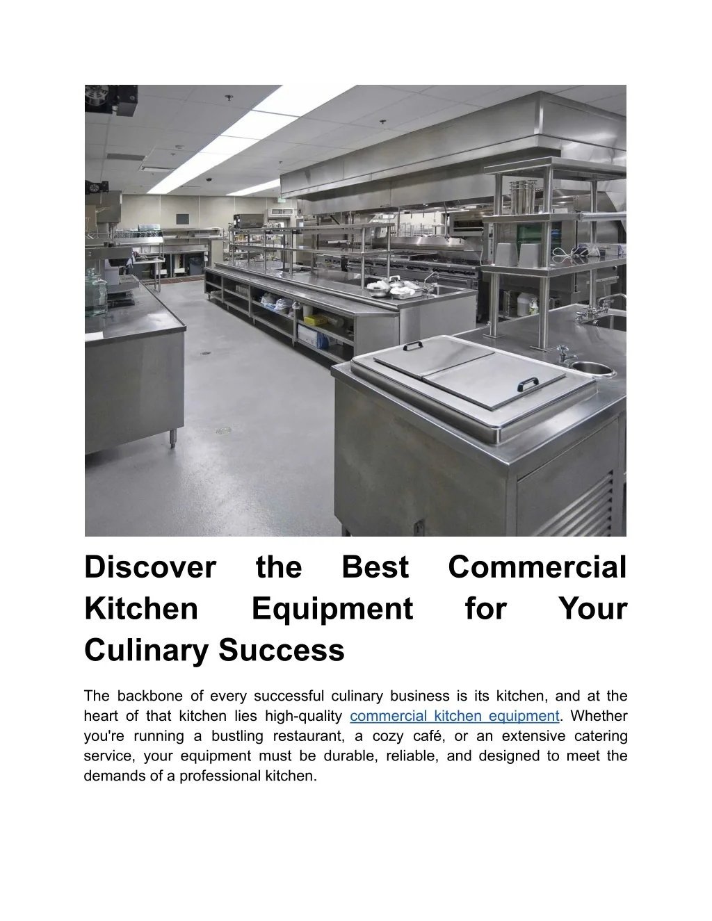 PPT - Discover the Best Commercial Kitchen Equipment for Your Culinary ...