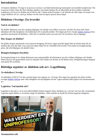 Rättsliga aspekter av dödsbon och arv