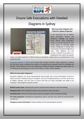 Ensure Safe Evacuations with Detailed Diagrams in Sydney