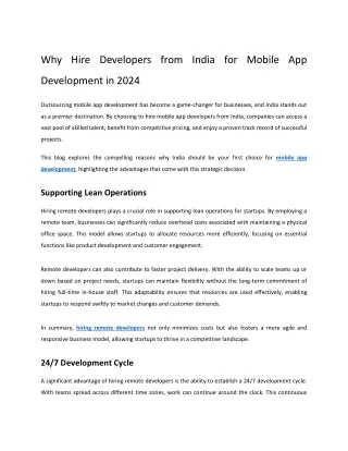 Why Hire Developers from India for Mobile App Development in 2024