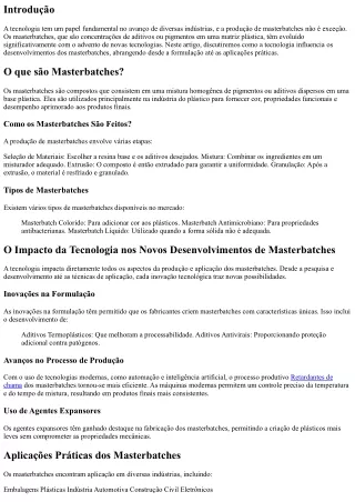 O Impacto da Tecnologia nos Novos Desenvolvimentos de Masterbatches