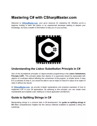 mastering c with csharpmaster com