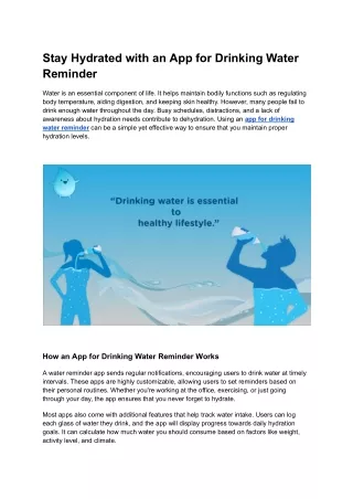 Stay Hydrated with an App for Drinking Water Reminder