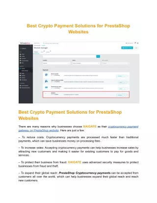 Best Crypto Payment Solutions for PrestaShop Websites