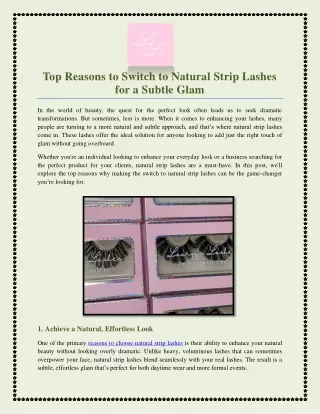 Top Reasons to Switch to Natural Strip Lashes for a Subtle Glam