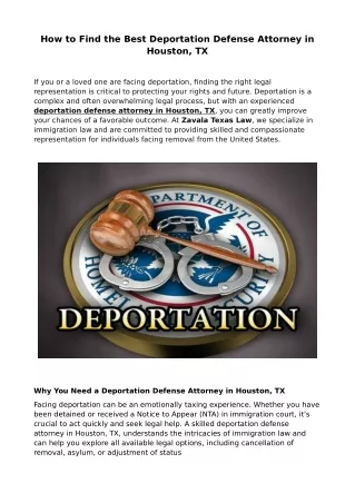 How to Find the Best Deportation Defense Attorney in Houston, TX