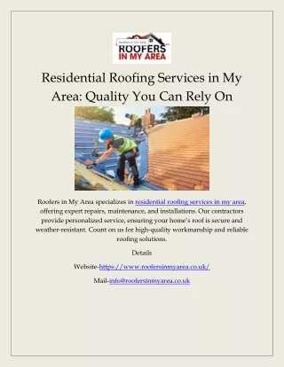 Residential Roofing Services in My Area