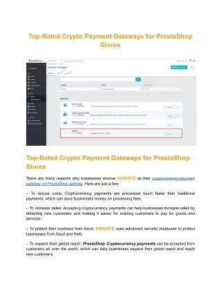 Top-Rated Crypto Payment Gateways for PrestaShop Stores