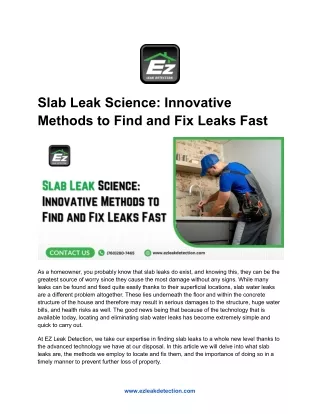 slab leak science innovative methods to find