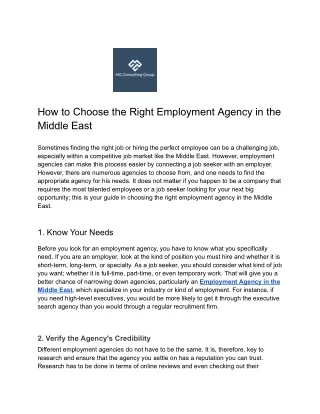 How to Choose the Right Employment Agency in the Middle East