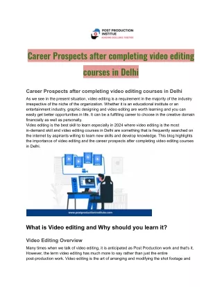 Career Prospects after completing video editing courses in Delhi