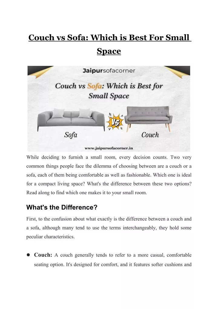 couch vs sofa which is best for small space