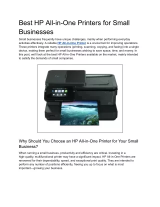 Best HP All-in-One Printers for Small Businesses