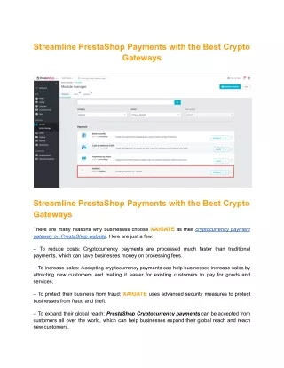 Streamline PrestaShop Payments with the Best Crypto Gateways