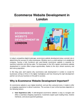 Ecommerce Website Development in London