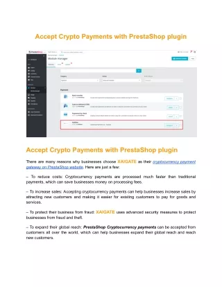 accept crypto payments with prestashop plugin