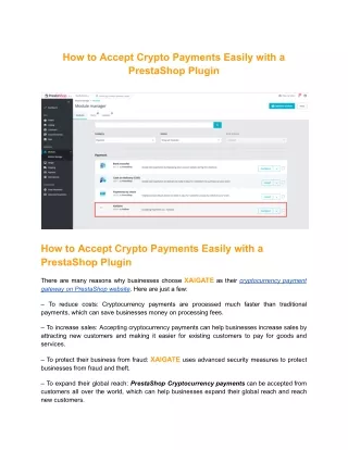 How to Accept Crypto Payments Easily with a PrestaShop Plugin