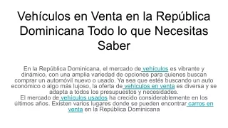 Vehículos en Venta en la República Dominicana Todo lo que Necesitas Saber