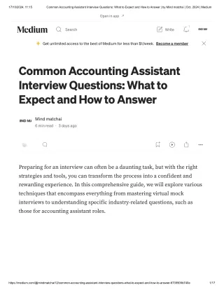 Common Accounting Assistant Interview Questions_ What to Expect and How to Answer _ by Mind matchai _ Oct, 2024 _ Medium