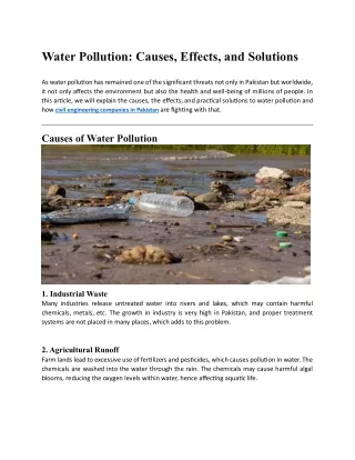 Water Pollution Causes, Effects, and Solutions