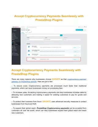 Accept Cryptocurrency Payments Seamlessly with PrestaShop Plugins