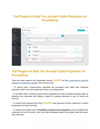 Top Plugins to Help You Accept Crypto Payments on PrestaShop